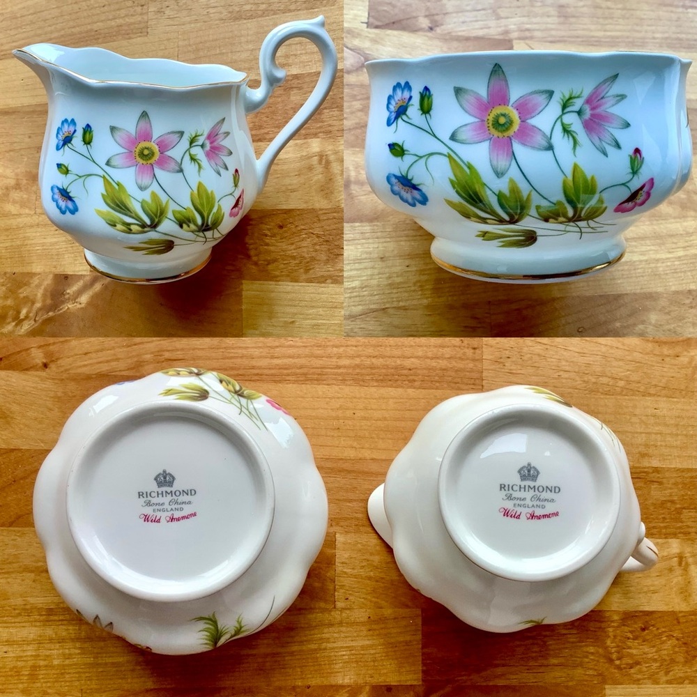 Richmond Wild Anemone Sugar Bowl & Creamer